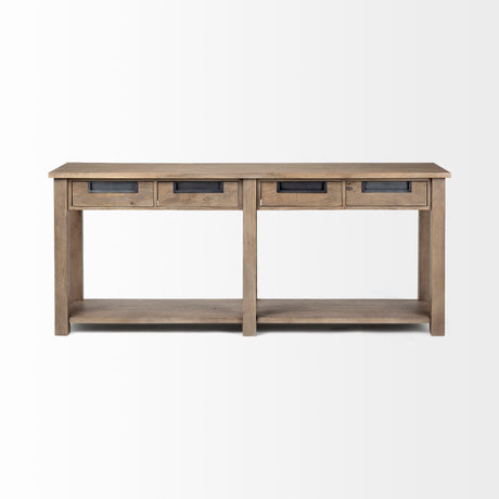 Harrelson III 72L x 18W Brown Wood 4 Drawer Console Table from Mercana - Luna Furniture