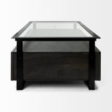 Vidro 54x30 Rectangular Glass Top Black Solid Wood Drawers & Black Frame Coffee Table from Mercana - Luna Furniture