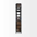Darius 82L x 16.5W x 90H Medium Brown Wood and Metal Multi-Shelf Shelving Unit from Mercana - Luna Furniture