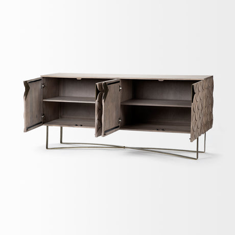 Excelsior I (72x18.3) Solid Wood Gold Metal Base 4 Cabinet Door SideBoard from Mercana - Luna Furniture