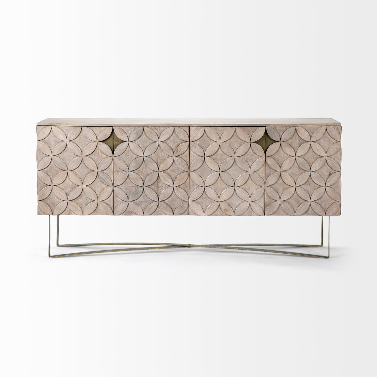 Excelsior I (72x18.3) Solid Wood Gold Metal Base 4 Cabinet Door SideBoard from Mercana - Luna Furniture
