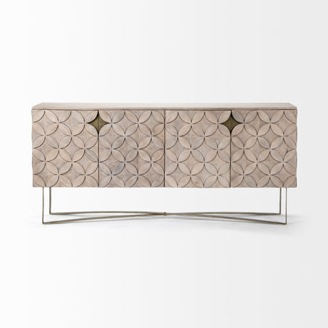 Excelsior I (72x18.3) Solid Wood Gold Metal Base 4 Cabinet Door SideBoard from Mercana - Luna Furniture