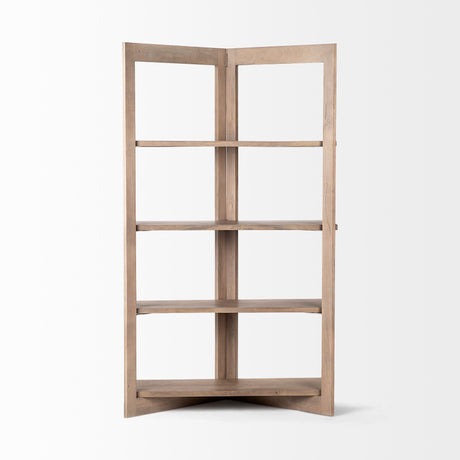 Turnbull I 42L x 16W x 72H Light Brown Wood Four Shelf Shelving Unit from Mercana - Luna Furniture