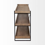 Trey I 80L x 16W Brown Wood and Black Iron Console Table from Mercana - Luna Furniture