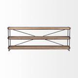Trey I 80L x 16W Brown Wood and Black Iron Console Table from Mercana - Luna Furniture