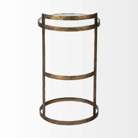 Reimer 15L x 15W Gold Round Glass Top W/Metal Frame Accent Table from Mercana - Luna Furniture