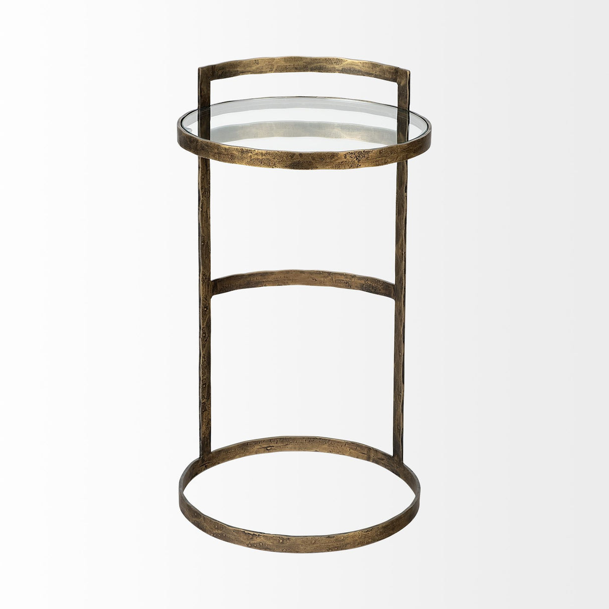 Reimer 15L x 15W Gold Round Glass Top W/Metal Frame Accent Table from Mercana - Luna Furniture
