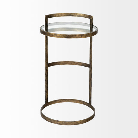Reimer 15L x 15W Gold Round Glass Top W/Metal Frame Accent Table from Mercana - Luna Furniture