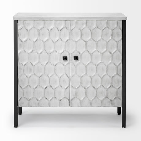 Savannah White Fir Veneer w/ Gray Metal 2-Door Accent Cabinet from Mercana - Luna Furniture