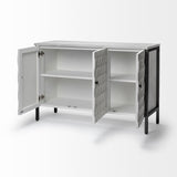 Savannah White Fir Veneer & Gray Metal 3-Door Accent Cabinet from Mercana - Luna Furniture