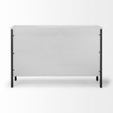 Savannah White Fir Veneer & Gray Metal 3-Door Accent Cabinet from Mercana - Luna Furniture