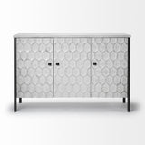 Savannah White Fir Veneer & Gray Metal 3-Door Accent Cabinet from Mercana - Luna Furniture