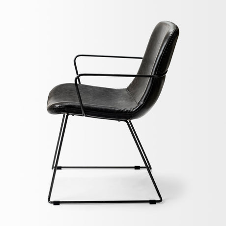 Sawyer II Black Faux-Leather Seat Black Iron Frame Dining Chair from Mercana - Luna Furniture