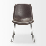 Sawyer I Dark Brown Faux-Leather Seat Black Iron Frame Dining Chair, Set of 2 from Mercana - Luna Furniture