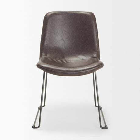 Sawyer I Dark Brown Faux-Leather Seat Black Iron Frame Dining Chair, Set of 2 from Mercana - Luna Furniture