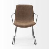 Sawyer II Brown Faux-Leather Seat Black Iron Frame Dining Chair from Mercana - Luna Furniture