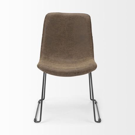 Sawyer I Brown Faux-Leather Seat BlackIron Frame Dining Chair, Set of 2 from Mercana - Luna Furniture