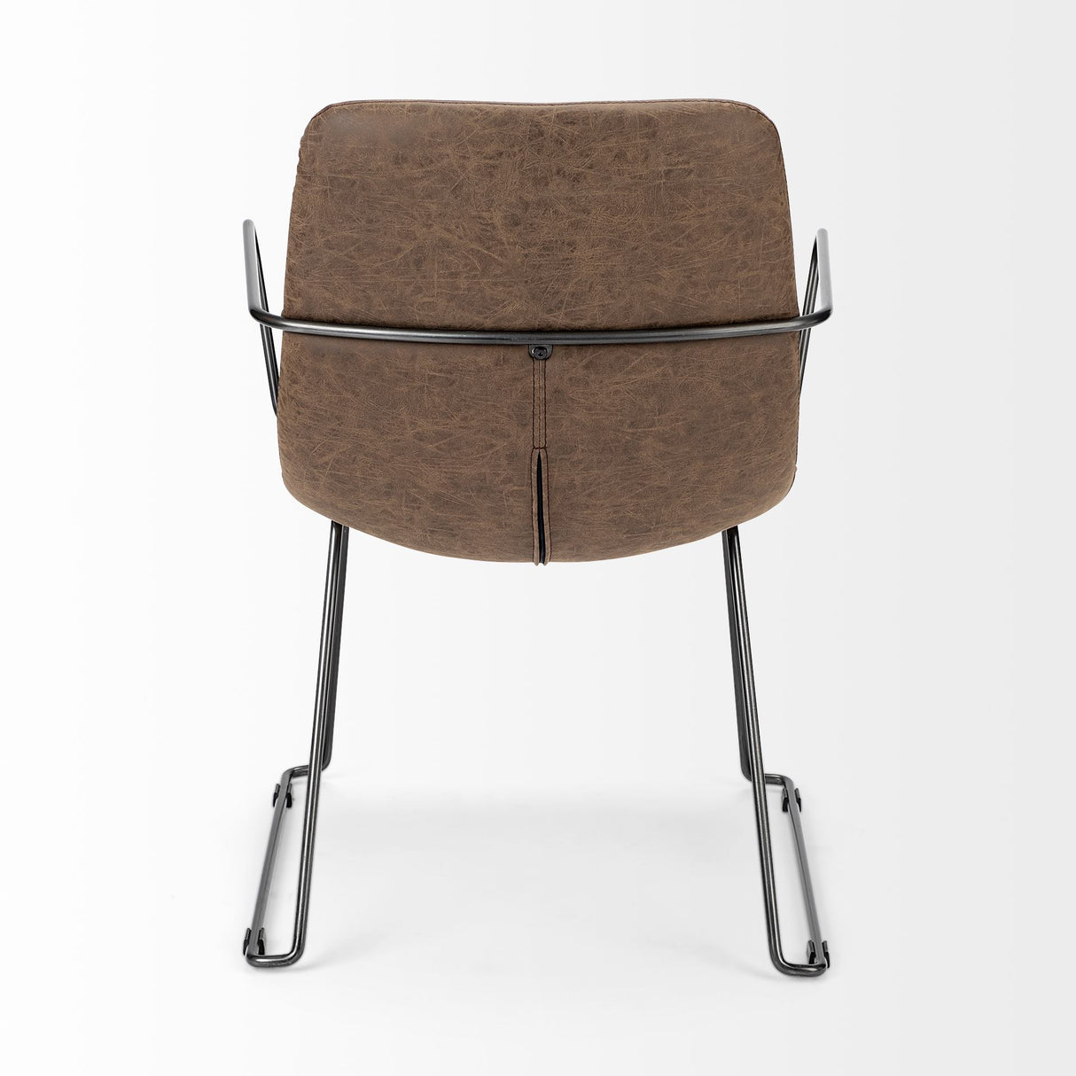 Sawyer II Brown Faux-Leather Seat Black Iron Frame Dining Chair from Mercana - Luna Furniture