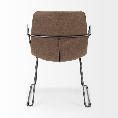 Sawyer II Brown Faux-Leather Seat Black Iron Frame Dining Chair from Mercana - Luna Furniture