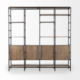 Darius 82L x 16.5W x 90H Medium Brown Wood and Metal Multi-Shelf Shelving Unit from Mercana - Luna Furniture