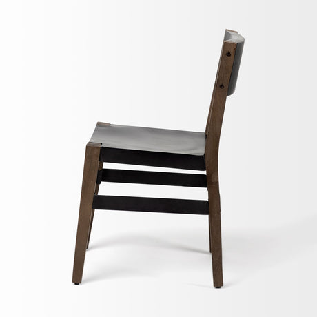 Nell I Black Iron Seat Solid Brown Wooden Base Dining Chair from Mercana - Luna Furniture