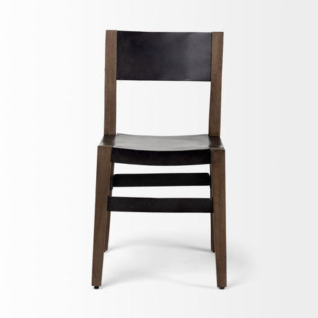 Nell I Black Iron Seat Solid Brown Wooden Base Dining Chair from Mercana - Luna Furniture
