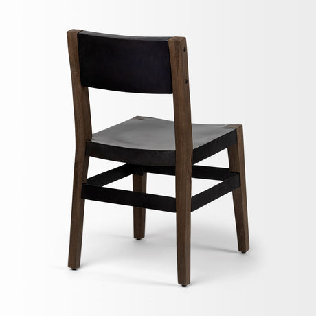 Nell I Black Iron Seat Solid Brown Wooden Base Dining Chair from Mercana - Luna Furniture