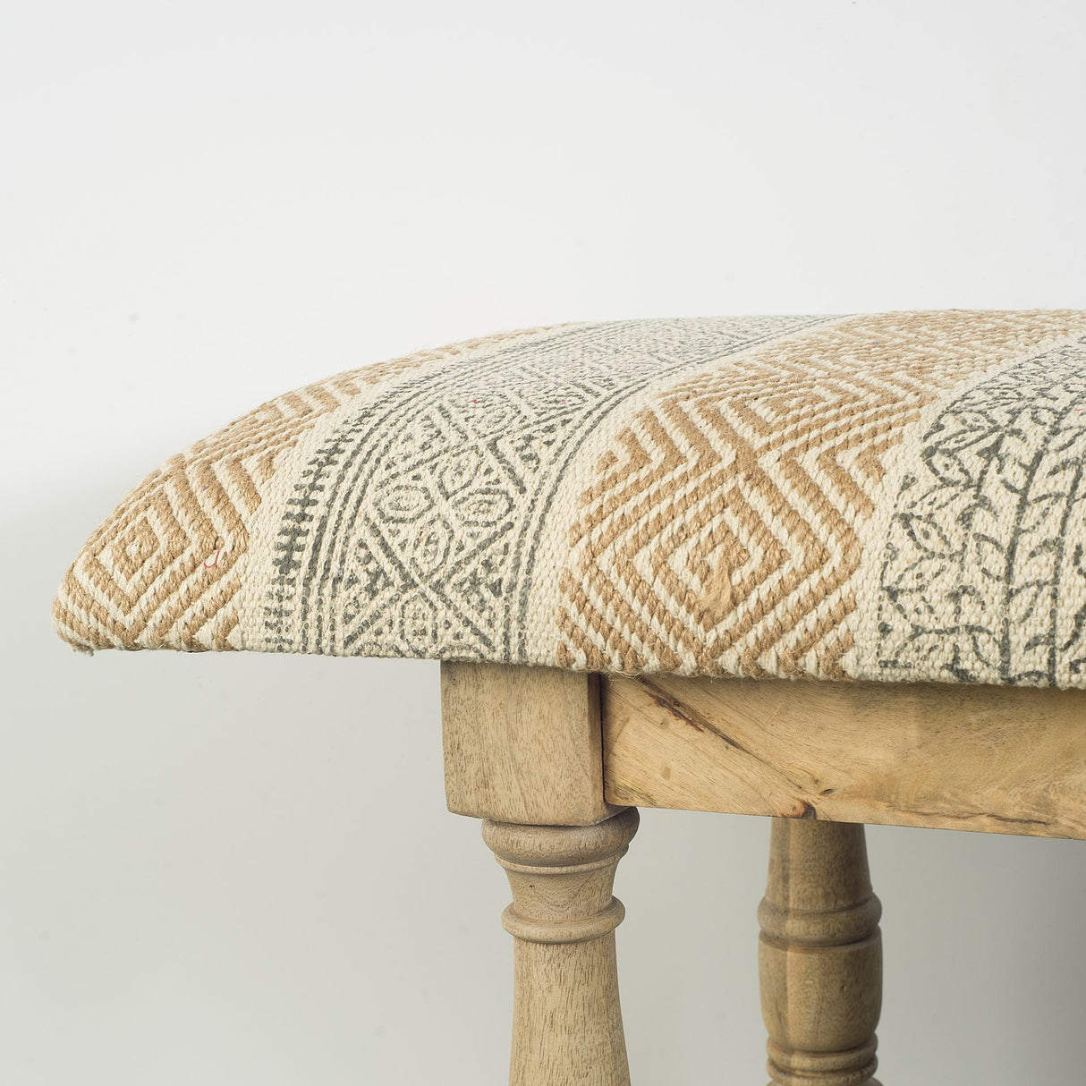 Greenfield II 59L x 14W Patterned Tan Upholstered Wood Frame Accent Bench from Mercana - Luna Furniture