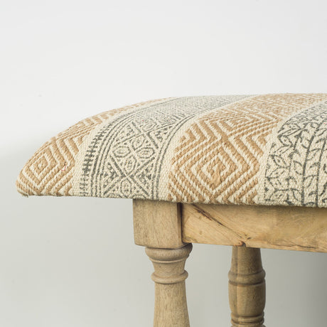 Greenfield II 59L x 14W Patterned Tan Upholstered Wood Frame Accent Bench from Mercana - Luna Furniture