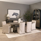 Elbert I Cream Fabric Slip-Cover Brown Wooden Base Dining Chair, Set of 2 from Mercana - Luna Furniture