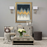 Beacon 20.5"H Gray Fabric w/ Metal Tacks Round Ottoman from Mercana - Luna Furniture