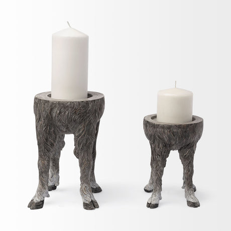 Pan Small Gray Ceramic Hoofed Table Candle Holder from Mercana - Luna Furniture