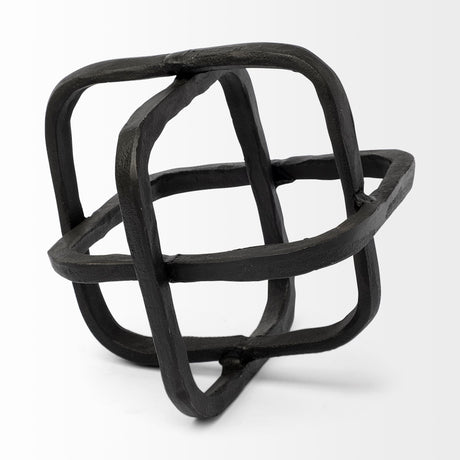 Willem I 9L x 9W Black Metal Open Cube Decor Object from Mercana - Luna Furniture