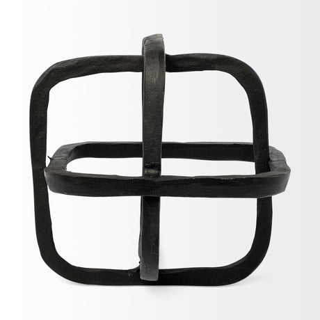 Willem I 9L x 9W Black Metal Open Cube Decor Object from Mercana - Luna Furniture