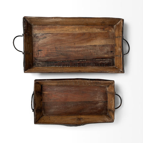Durone (Set of 2) Brown Wooden Live Edge Serving Trays from Mercana - Luna Furniture
