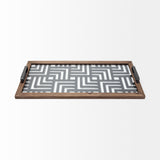 Fantuz 32L x 16W Gray Metal, Wood and Glass Serving Tray from Mercana - Luna Furniture