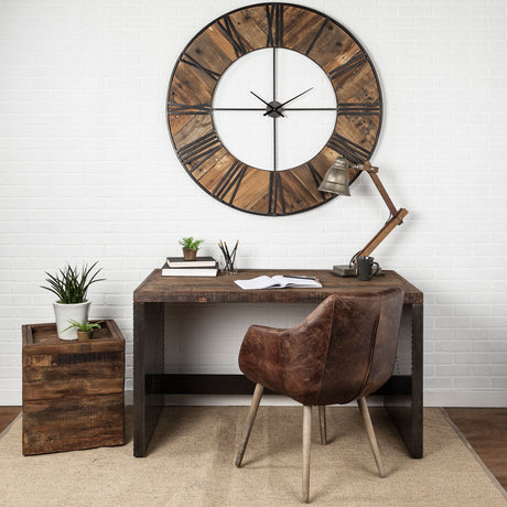 Orwell 52L x 28W Brown Wood Top Metal Cladded Frame Office Desk from Mercana - Luna Furniture