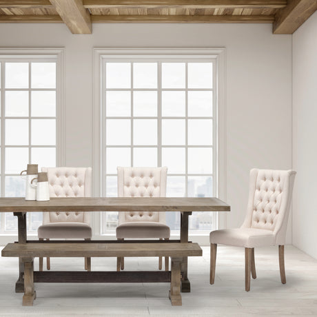 Mackenzie I Cream Plush Linen Covering Ash Solid Wood Base Dining Chair from Mercana - Luna Furniture
