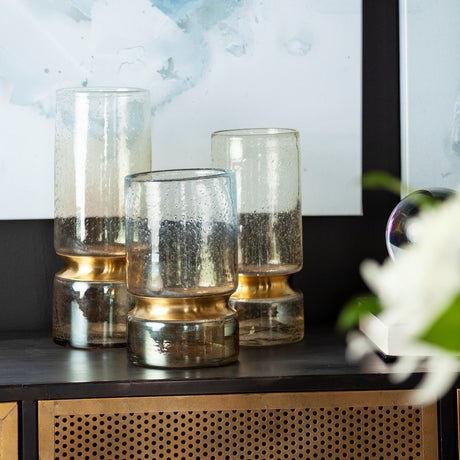 Adriatic II Large Brushed Gold Metal Glass Vase from Mercana - Luna Furniture