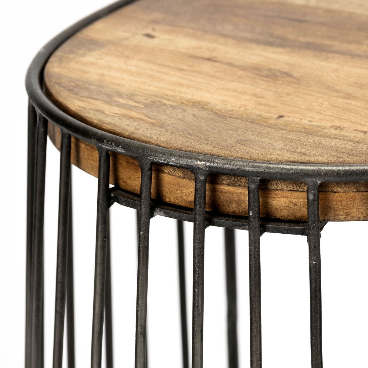 Seagram 25.6" Seat Height Brown Wood Seat Black Metal Frame Stool from Mercana - Luna Furniture