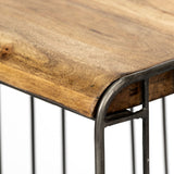 Seagram 25.6" Seat Height Brown Wood Seat Black Metal Frame Stool from Mercana - Luna Furniture
