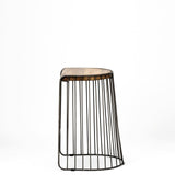 Seagram 25.6" Seat Height Brown Wood Seat Black Metal Frame Stool from Mercana - Luna Furniture