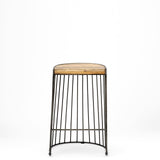 Seagram 25.6" Seat Height Brown Wood Seat Black Metal Frame Stool from Mercana - Luna Furniture