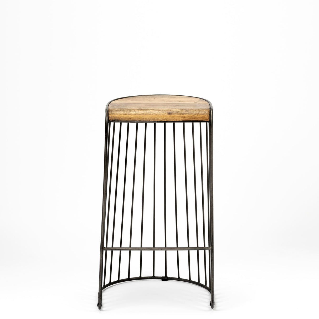 Seagram 30.5" Seat Height Brown Seat Black Metal Frame Stool from Mercana - Luna Furniture