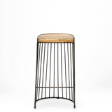 Seagram 30.5" Seat Height Brown Seat Black Metal Frame Stool from Mercana - Luna Furniture