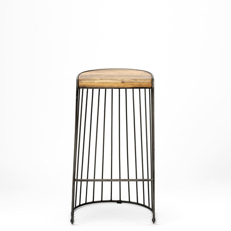Seagram 30.5" Seat Height Brown Seat Black Metal Frame Stool from Mercana - Luna Furniture
