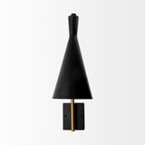 Tremont I 23"L x 5.25"W x 17.5"H Black/Gold Metal Conical Shade Wall Sconce from Mercana - Luna Furniture