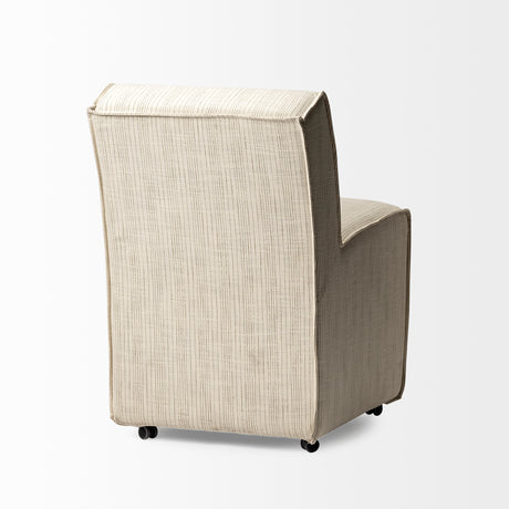 Damon Fully Upholstered Cream-Toned Fabric Dining Chair on Casters, Set of 2 from Mercana - Luna Furniture