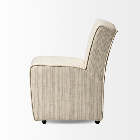 Damon Fully Upholstered Cream-Toned Fabric Dining Chair on Casters, Set of 2 from Mercana - Luna Furniture