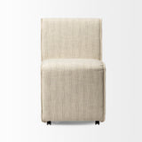 Damon Fully Upholstered Cream-Toned Fabric Dining Chair on Casters, Set of 2 from Mercana - Luna Furniture